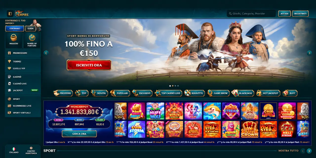 My Empire Casino bonus scommesse sportive slot online e jackpot Italia